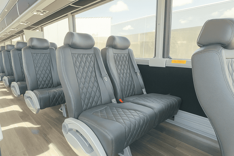 interior of Tampa Minibus Company charter bus