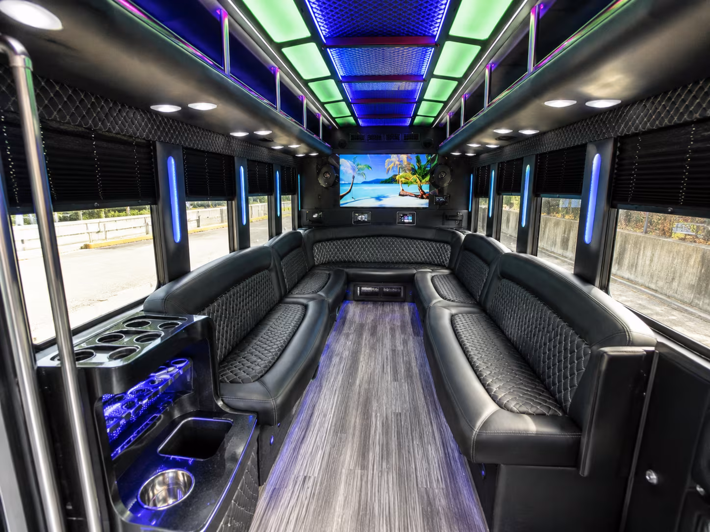 tampa 18 passenger party bus inside